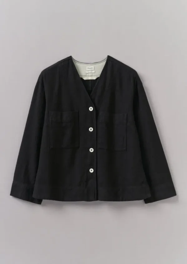 Women TOAST Linen | Loungewear-Brushed Cotton Linen Herringbone Top