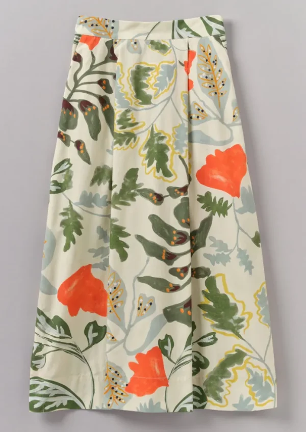 Women TOAST Skirts-Foliage Print Poplin Skirt