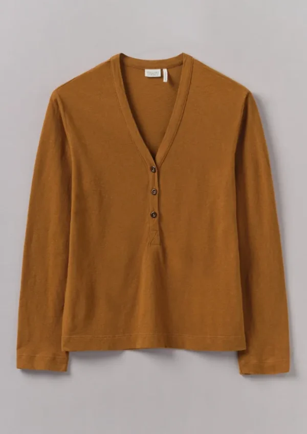 Women TOAST Linen | Jersey-Half Placket Cotton Linen Tee