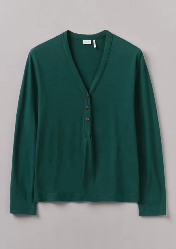 Women TOAST Linen | Jersey-Half Placket Cotton Linen Tee