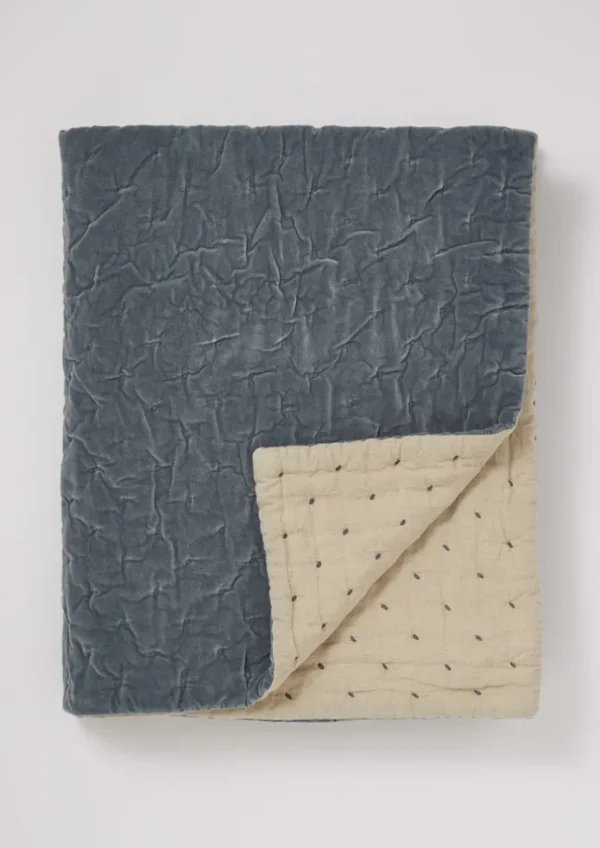 TOAST Textiles | Blankets & Throws-Large Hand Quilted Velvet Throw