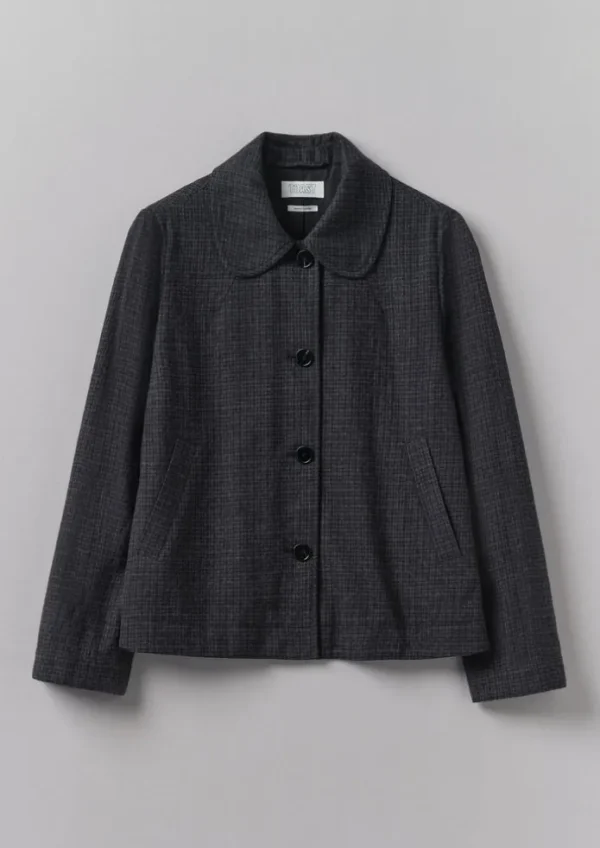 Women TOAST Coats & Jackets-Seersucker Check Round Collar Jacket